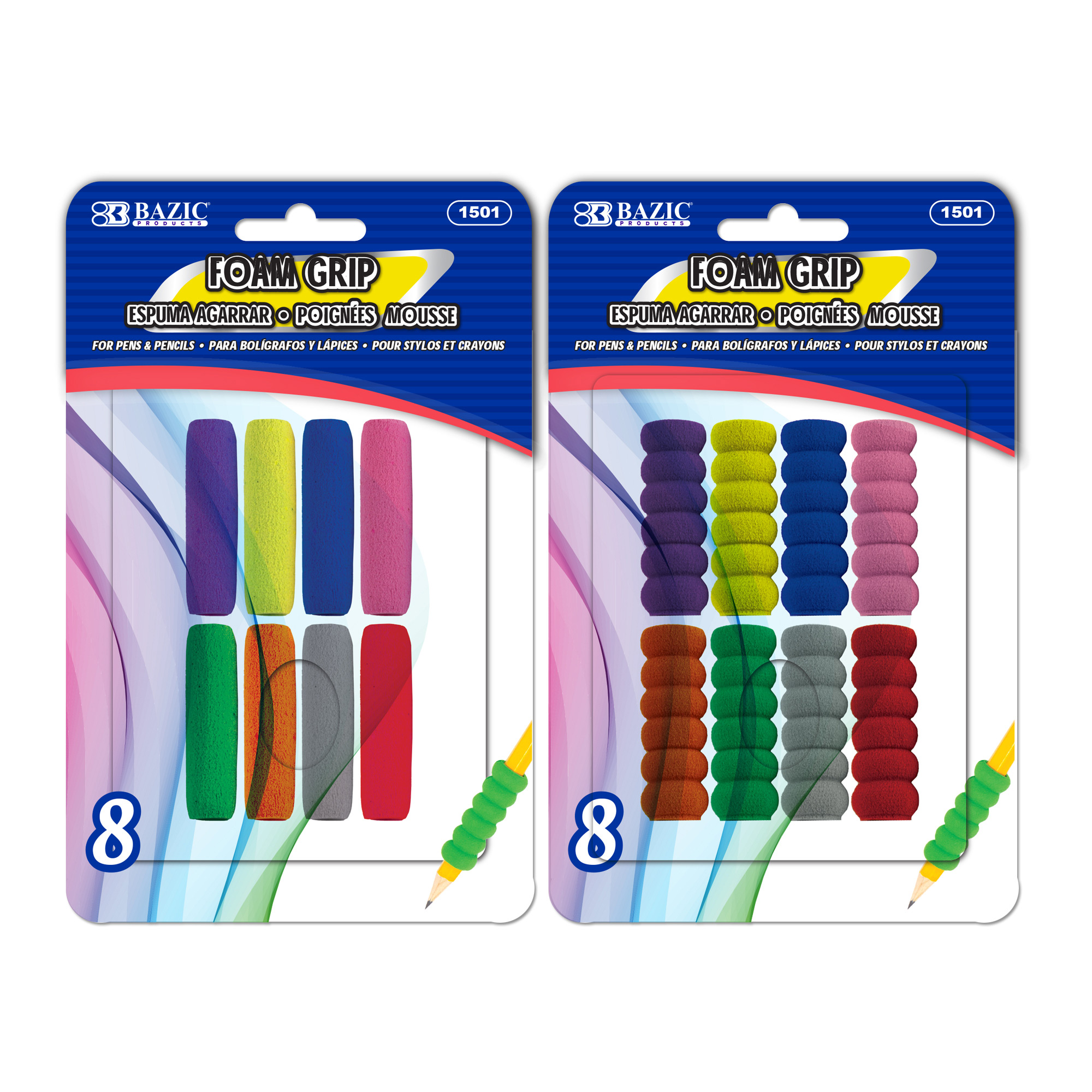 COLOR SHAPE FOAM PENCIL PEN GRIP 8 PACK