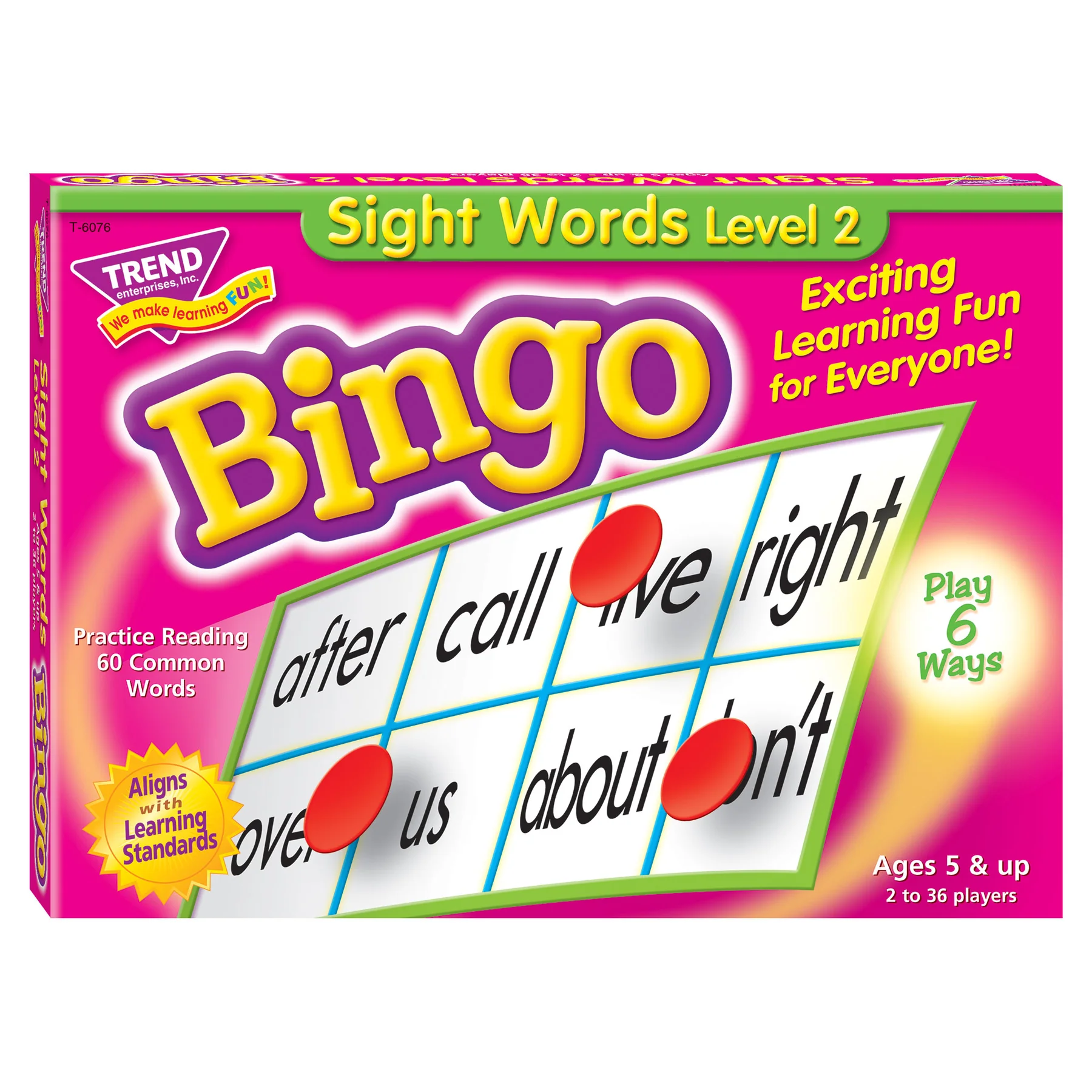 Sight Words Level 2 Bingo Game