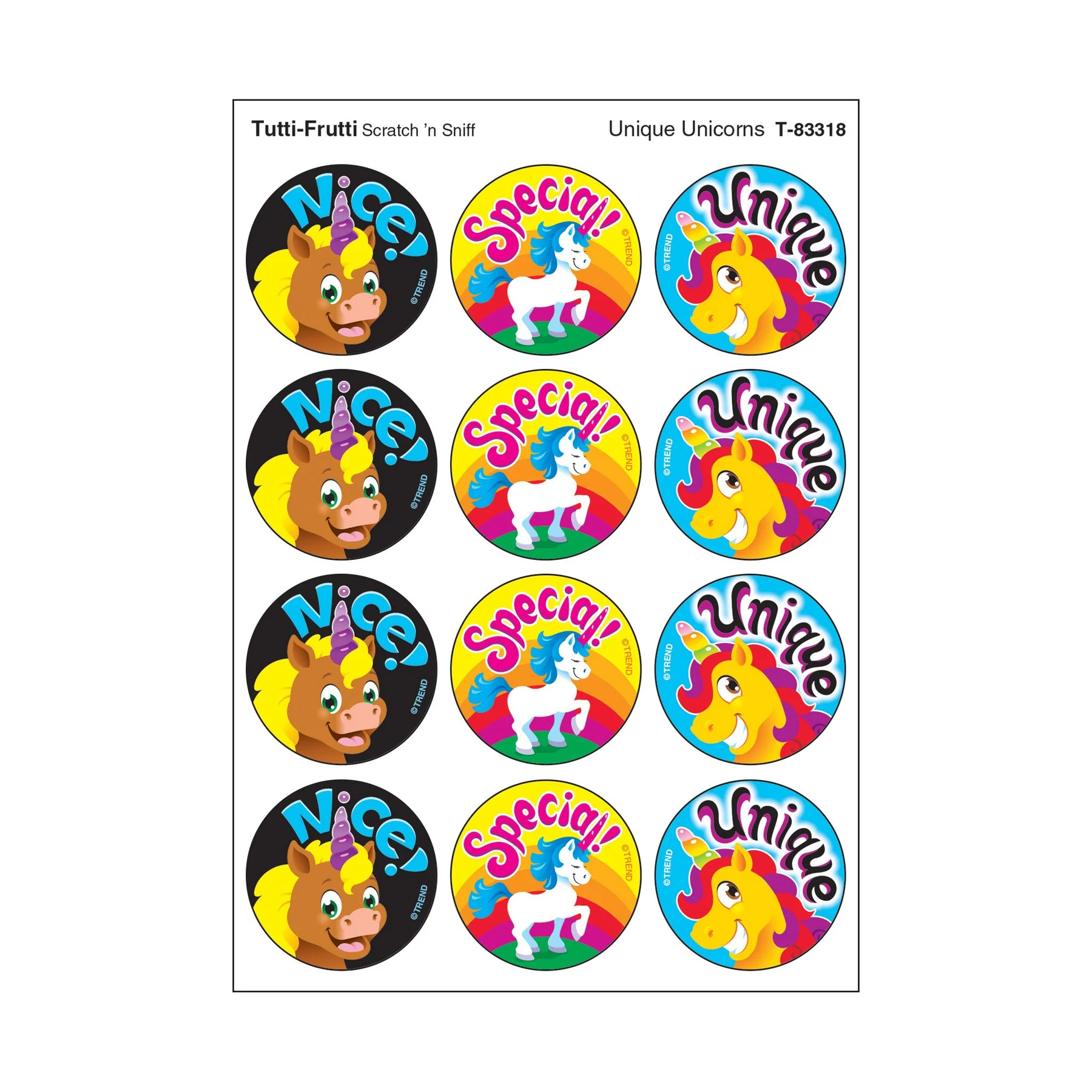 Unique Unicorns, Tutti-Frutti scent Scratch ‘n Sniff Stinky Stickers