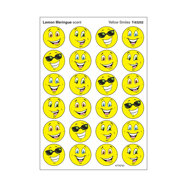 Yellow Smiles, Lemon Meringue scent Scratch ‘n Sniff Stinky Stickers