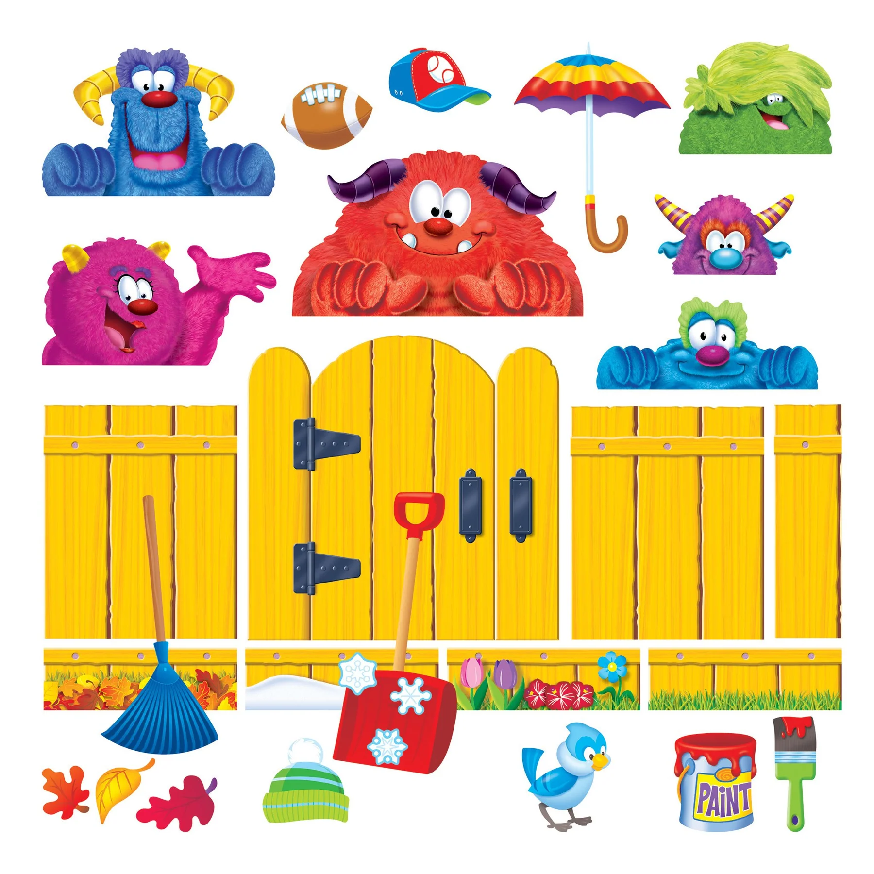Furry Friends Year-Round Fence Bulletin Board Set