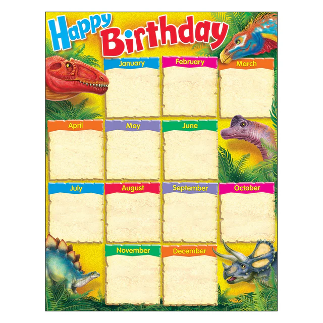 Birthday Discovering Dinosaurs Learning Chart