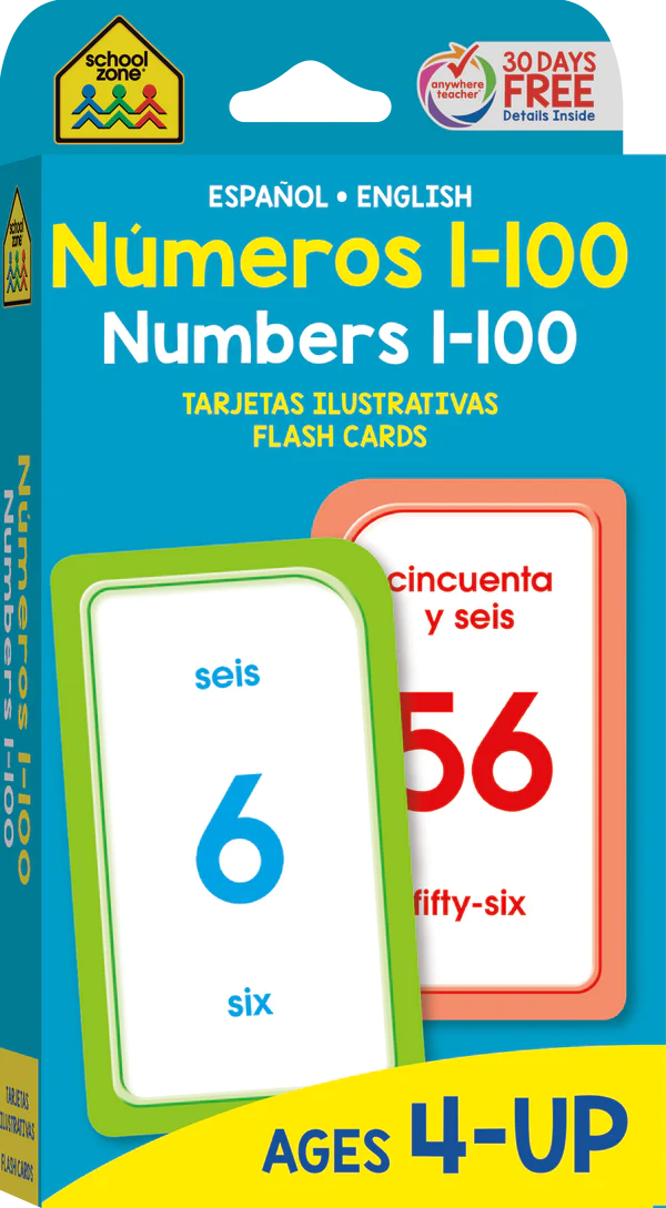Bilingual Numbers 1-100 Flash Cards