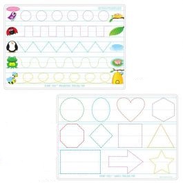 PREWRITE & SHAPES LEARN MAT 2 SIDED