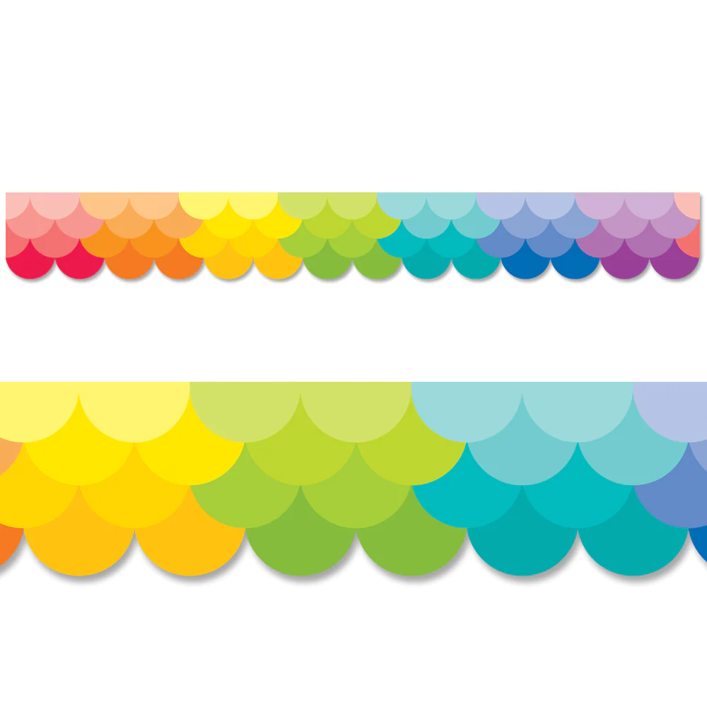 Ombre Rainbow Scallops Border
