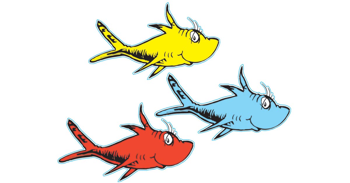 DR SEUSS ONE FISH TWO FISH PAPER CUT OUTS