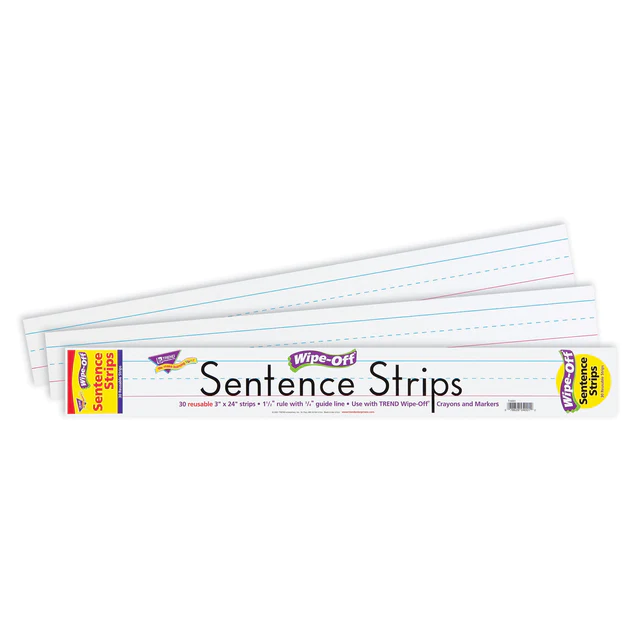 24-Inch White Wipe-Off Sentence Strips