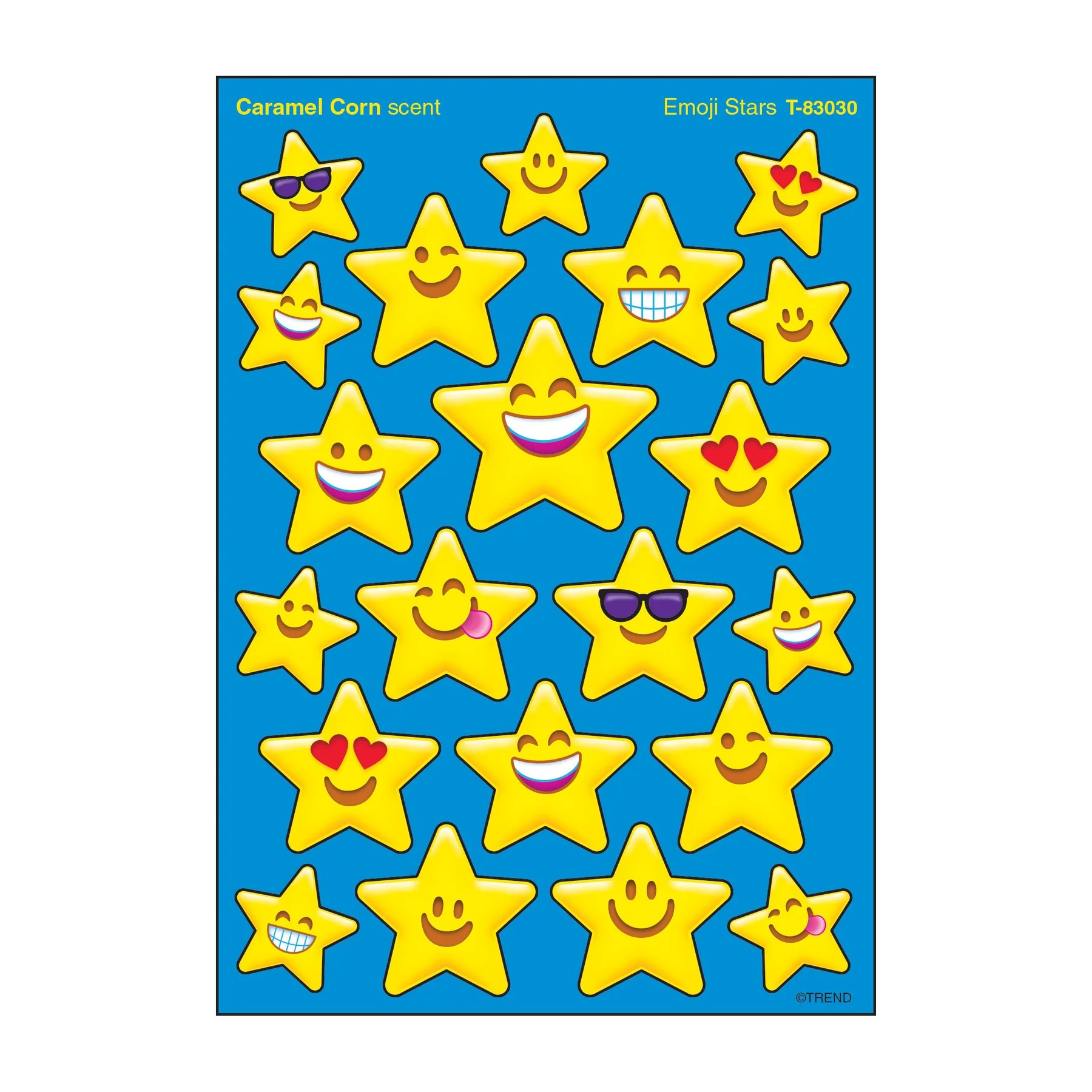 Emoji Stars, Caramel Corn scent Scratch ‘n Sniff Stinky Stickers