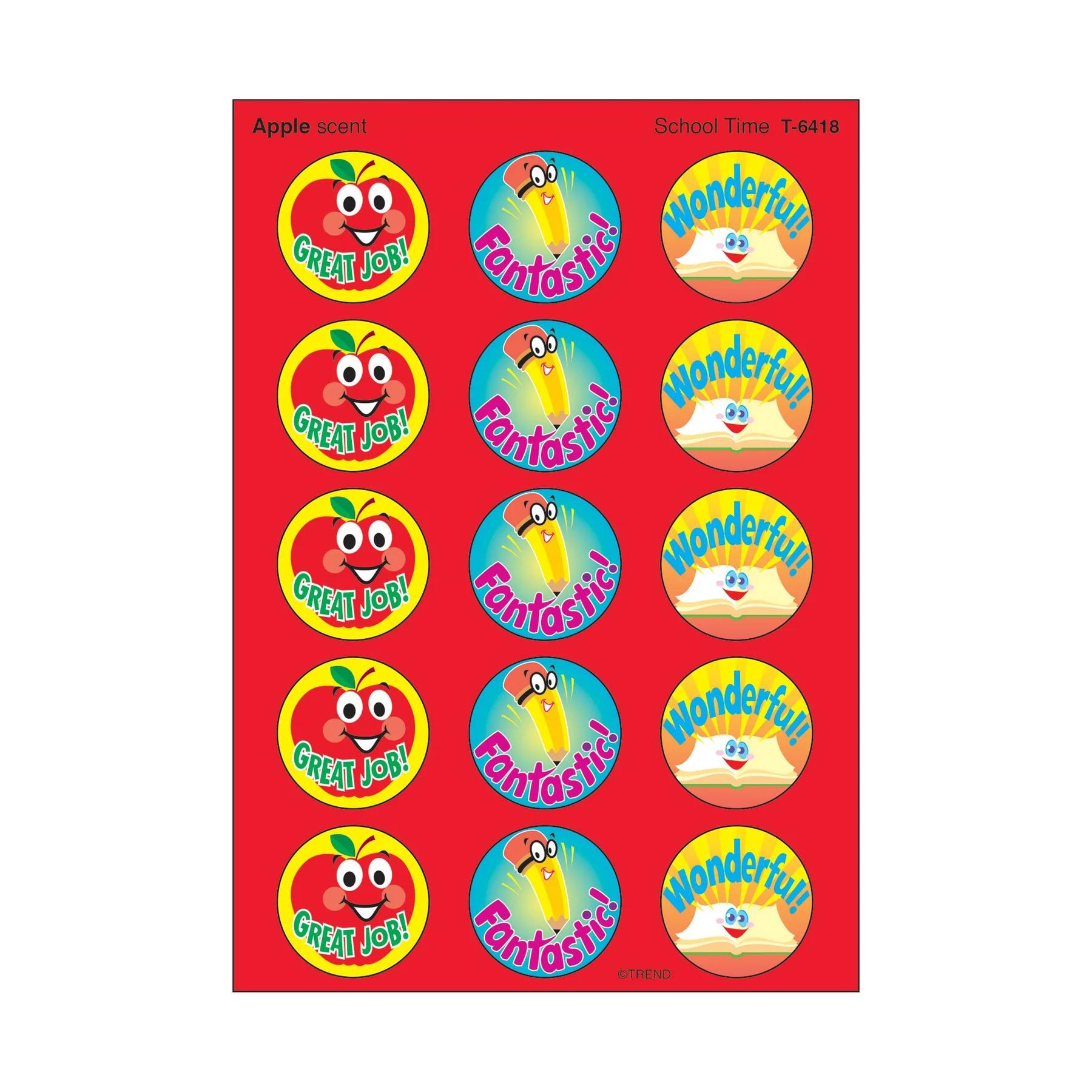 School Time, Apple scent Scratch ‘n Sniff Stinky Stickers