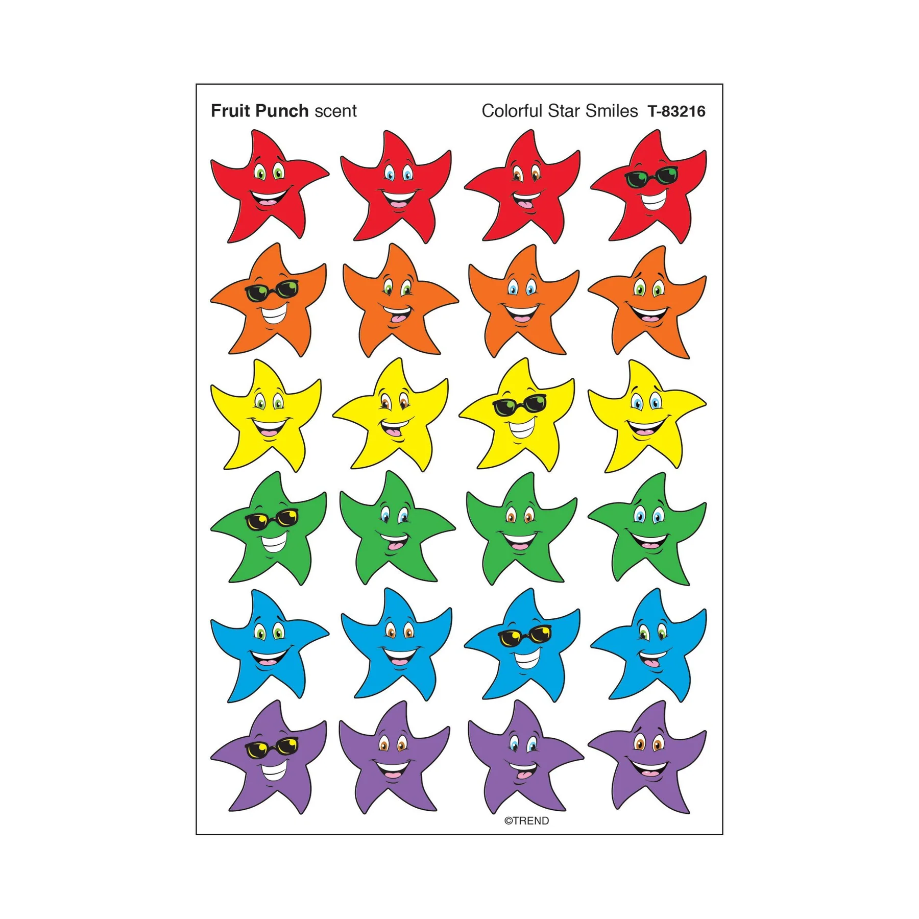 Colorful Star Smiles, Fruit Punch scent Scratch ‘n Sniff Stinky Stickers