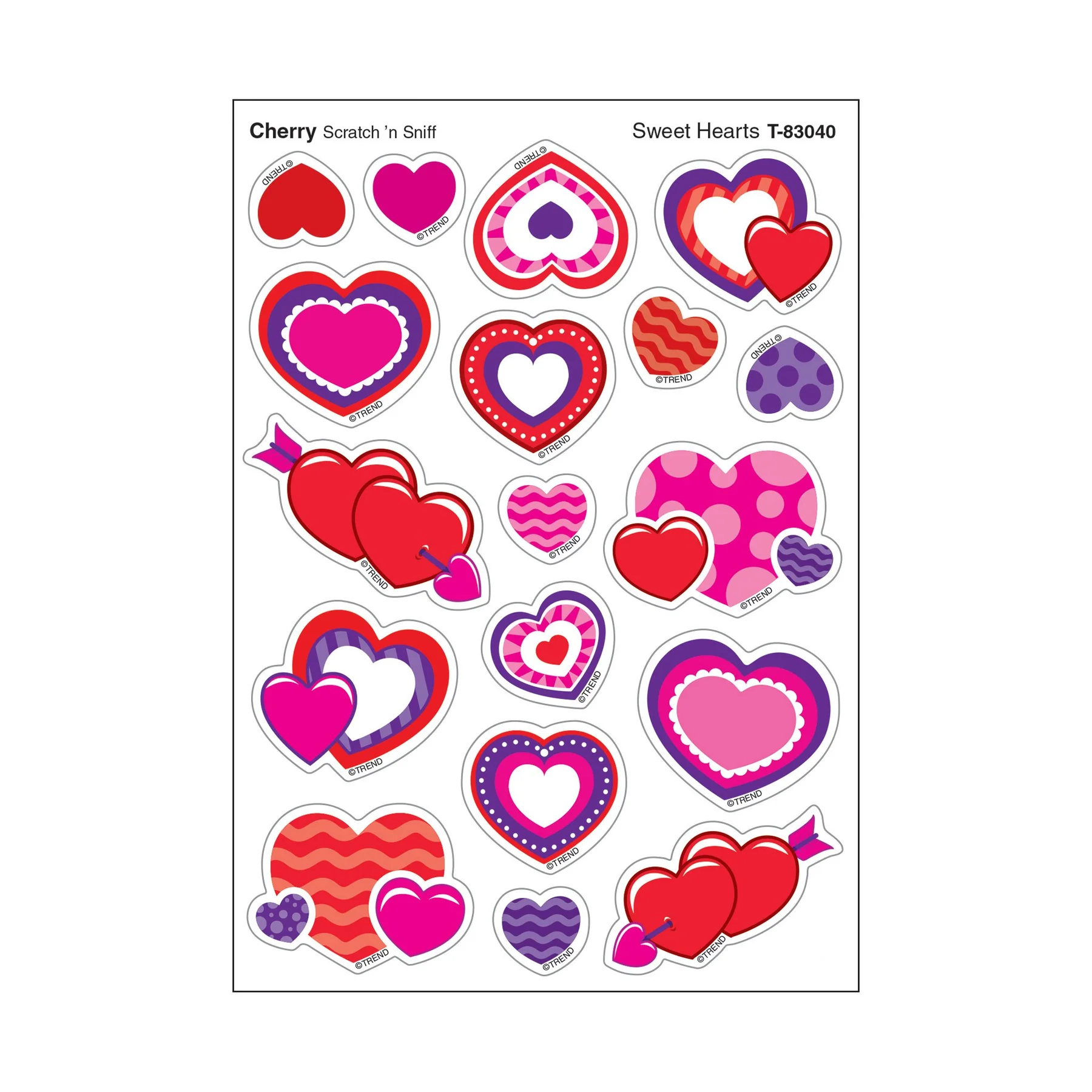 Sweet Hearts, Cherry scent Scratch ‘n Sniff Stinky Stickers