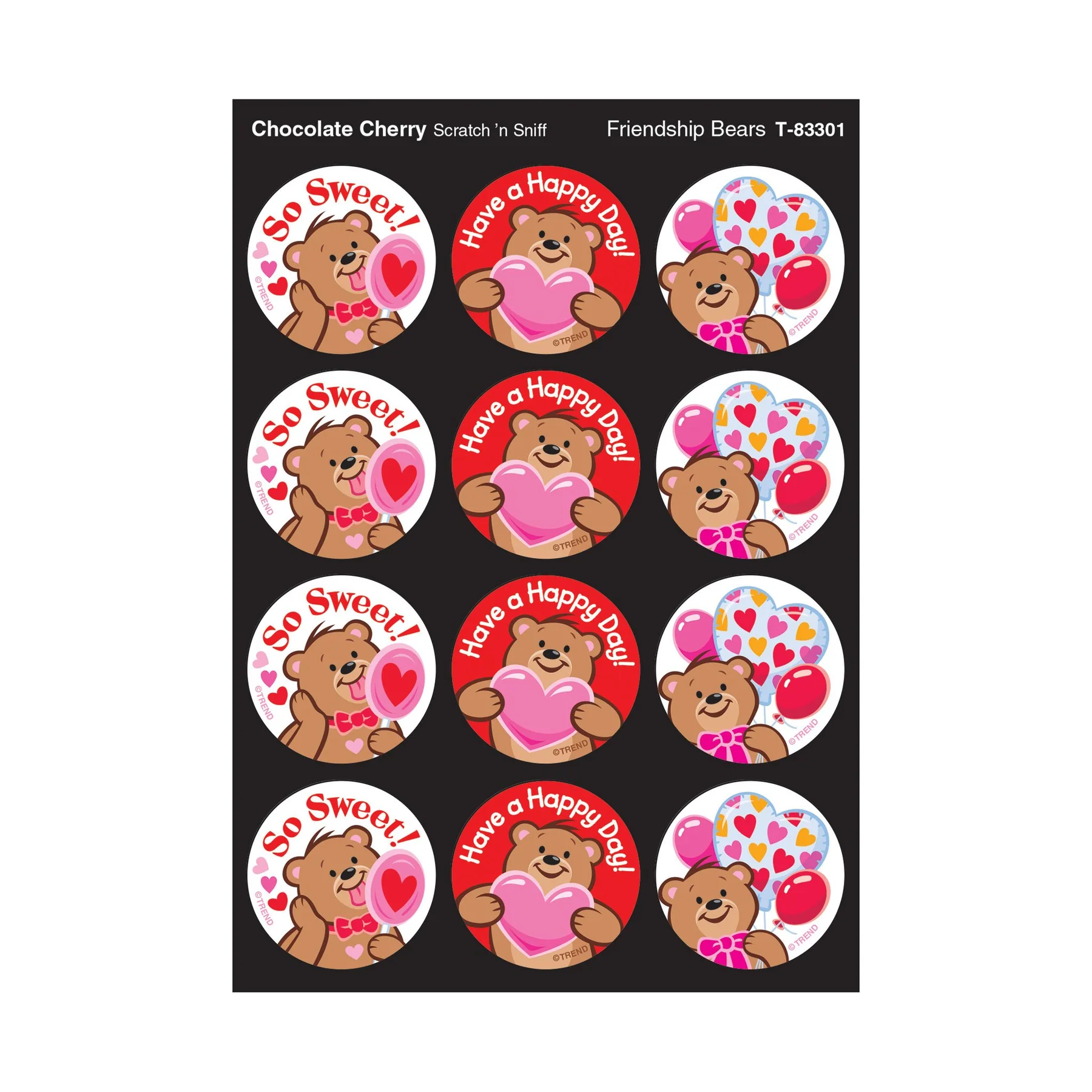 Friendship Bears, Chocolate Cherry scent Scratch ‘n Sniff Stinky Stickers