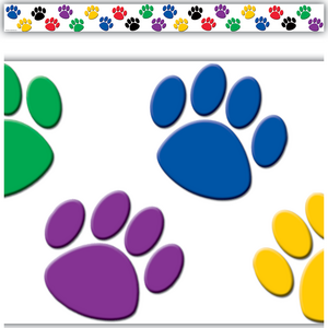COLORFUL PAW PRINTS BORDER TRIM