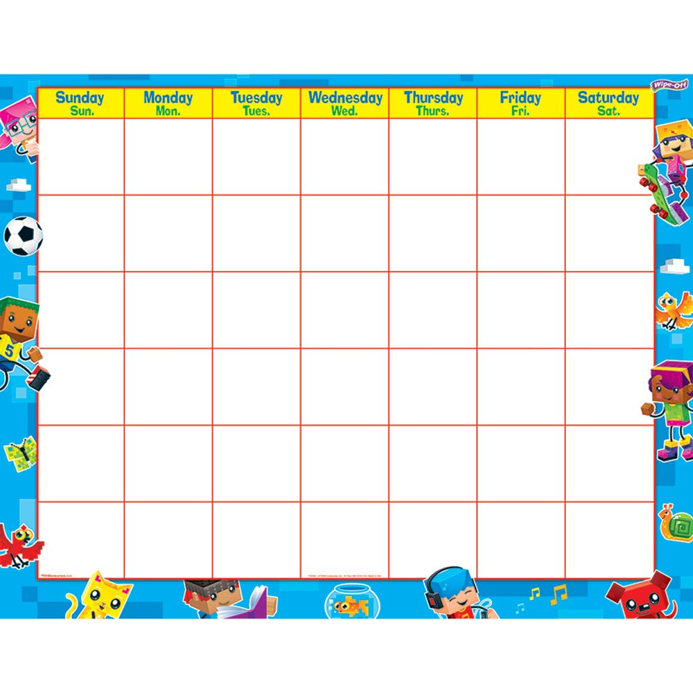 BLOCK STARS WIPE OFF CALENDAR