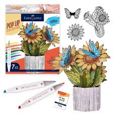 Pop Up Coloring Sunflowers and Butterflies: Multicolored Art & Craft