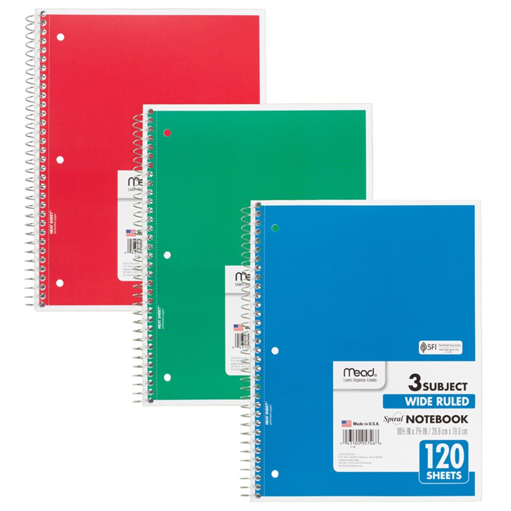 NOTEBOOK SPIRAL 3 SUBJECT 120CT