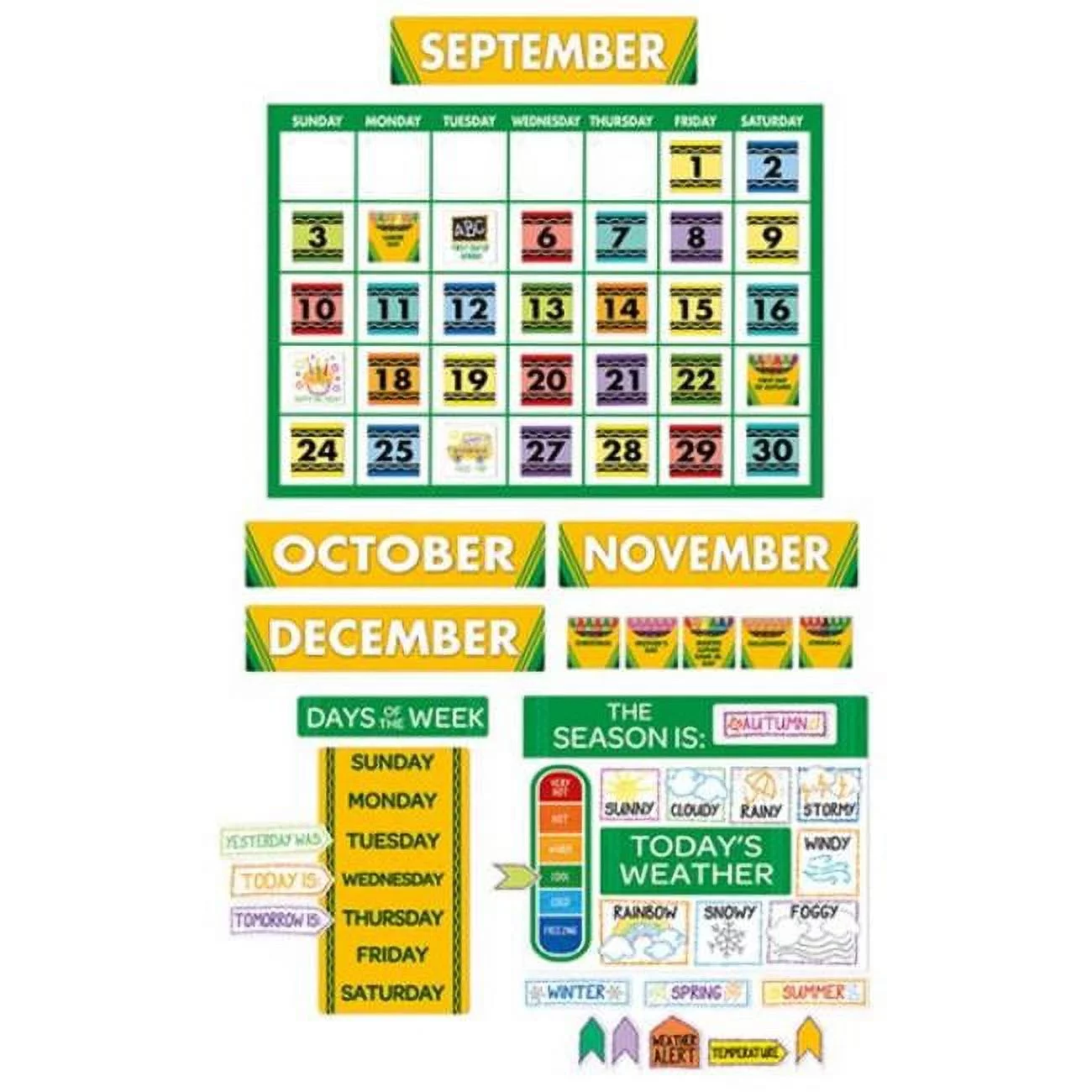 CRAYOLA CALENDAR BULLETIN BOARD SET