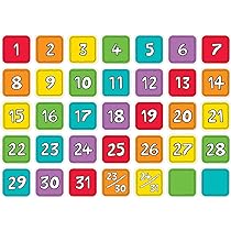 COLORFUL NUMBERS CALENDAR