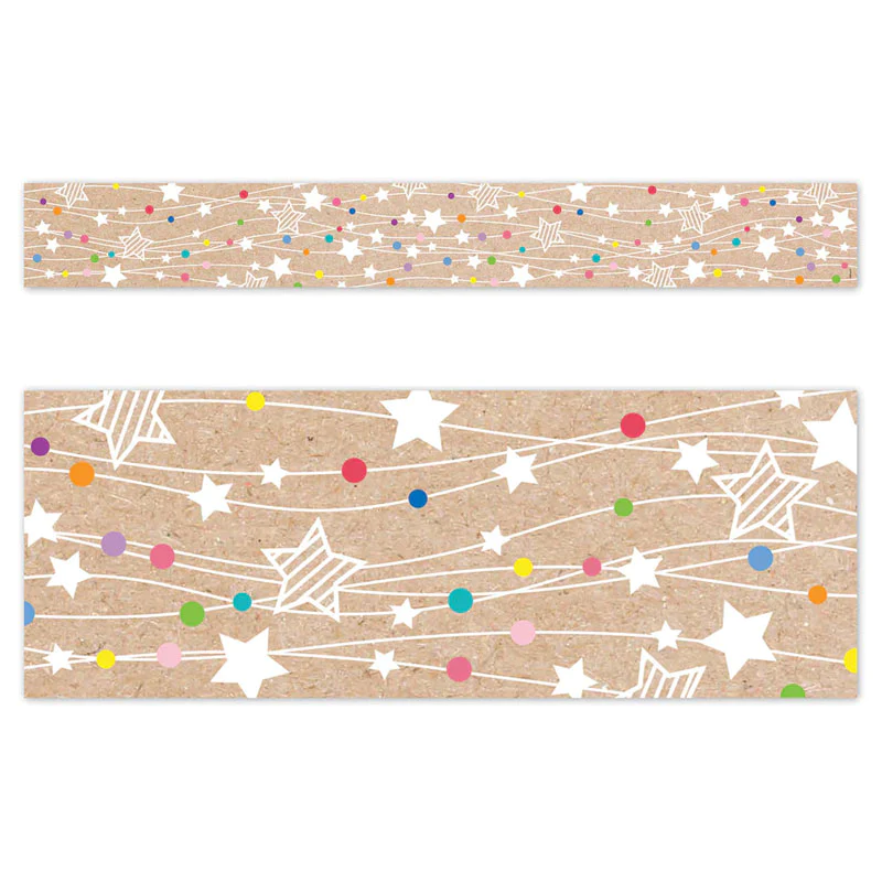 COLORFUL KRAFT STARS ON STRINGS BORDERS