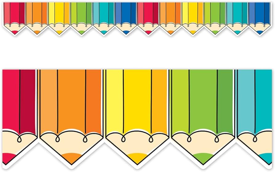 COLORFUL DOODLE PENCILS BORDERS