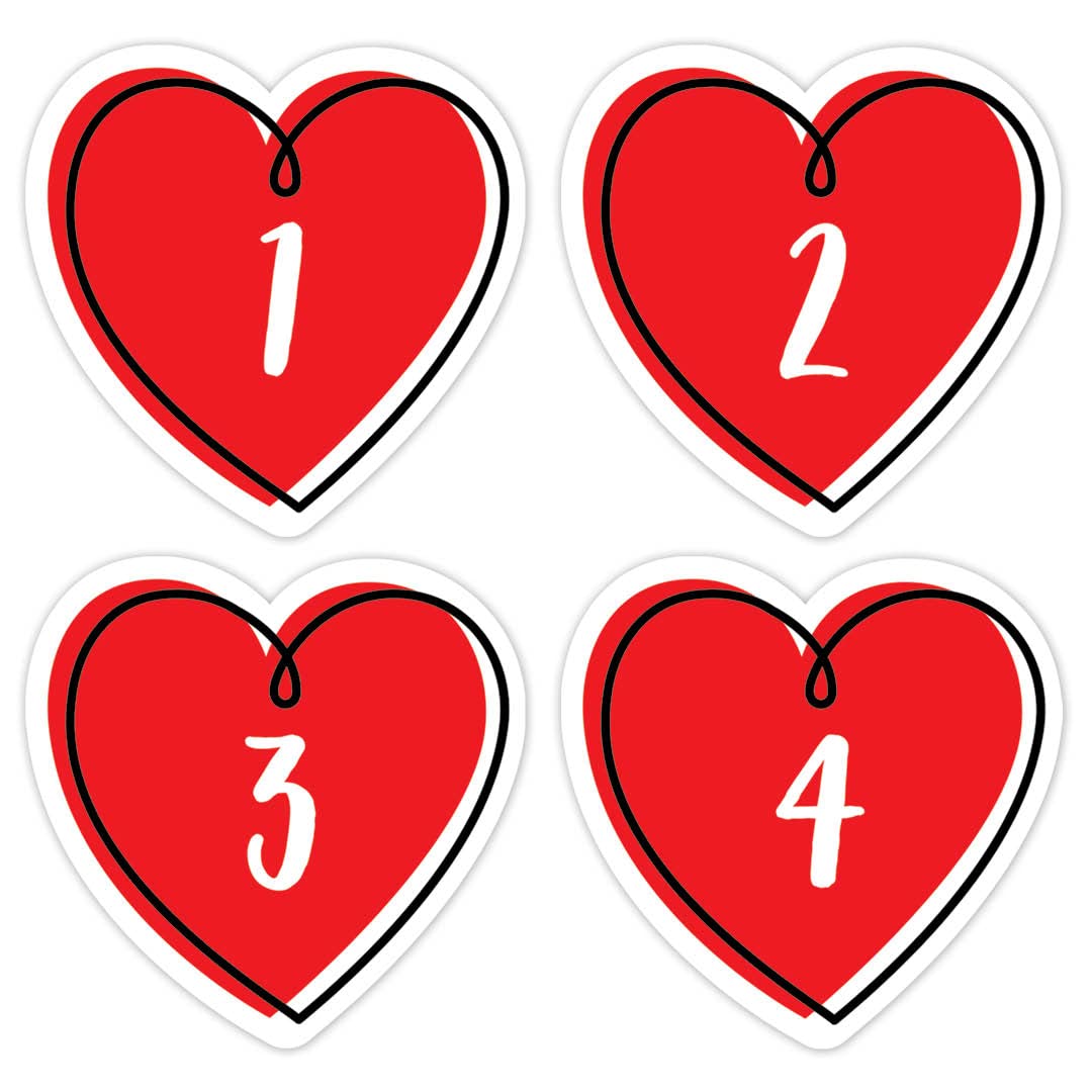 DOODLE HEARTS NUMBERS CALENDAR