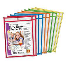 REUSABLE DRY ERASE POCKETS PQT 10