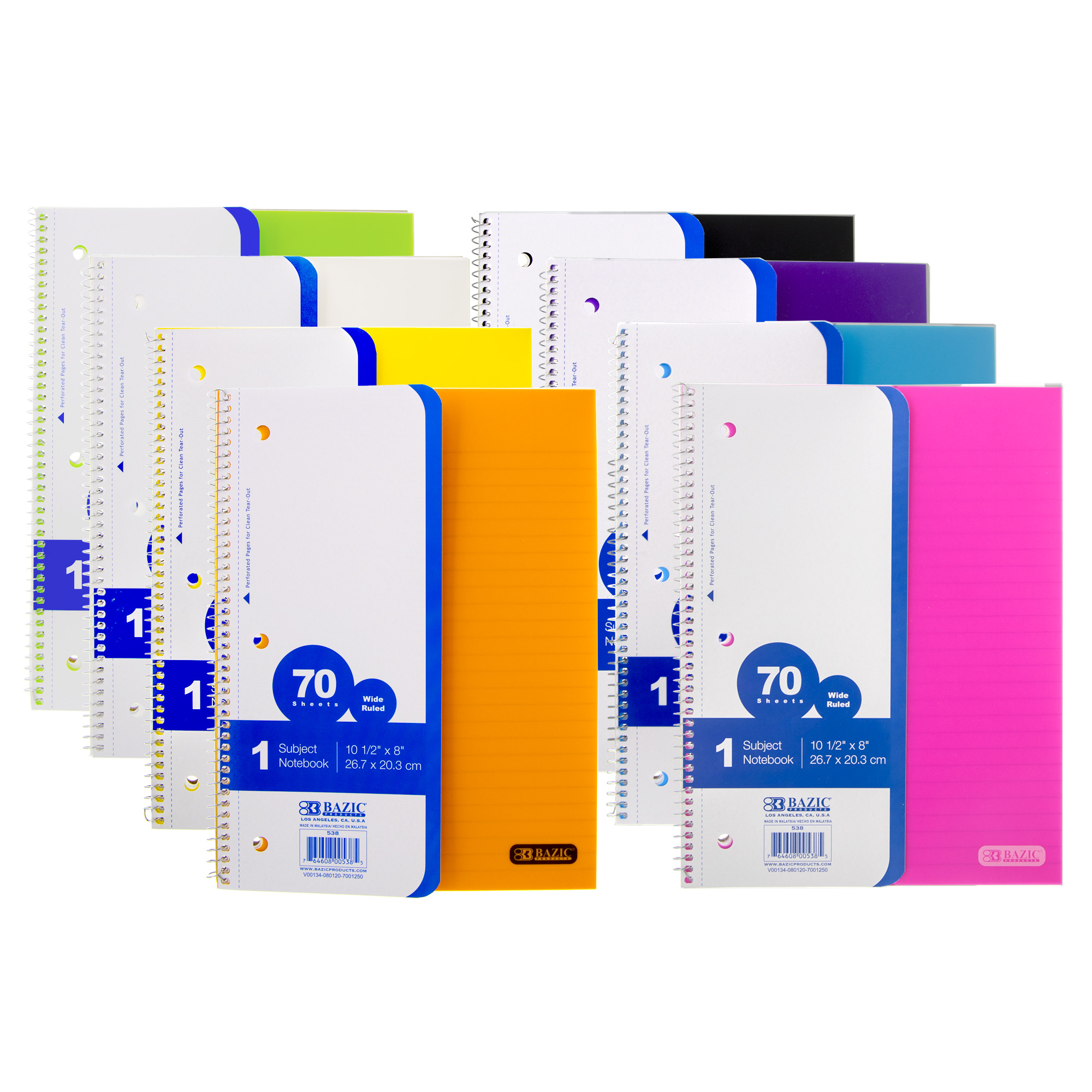 W/R 100 Ct. 1-Subject Poly Cover Spiral Notebook