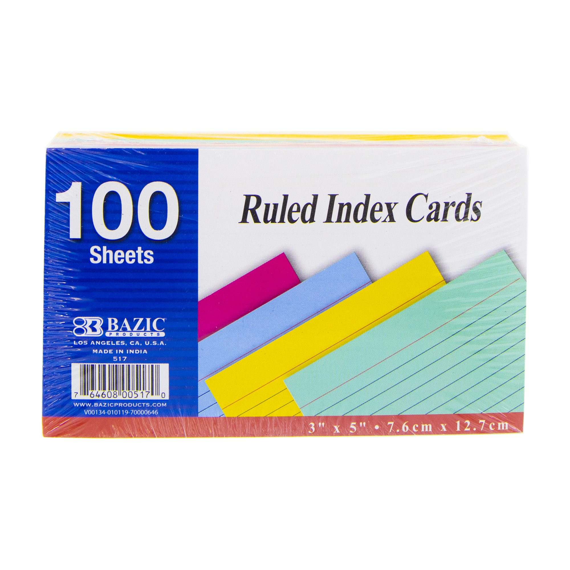 RULED INDEX CARDS 3 X 5 100 SHEETS
