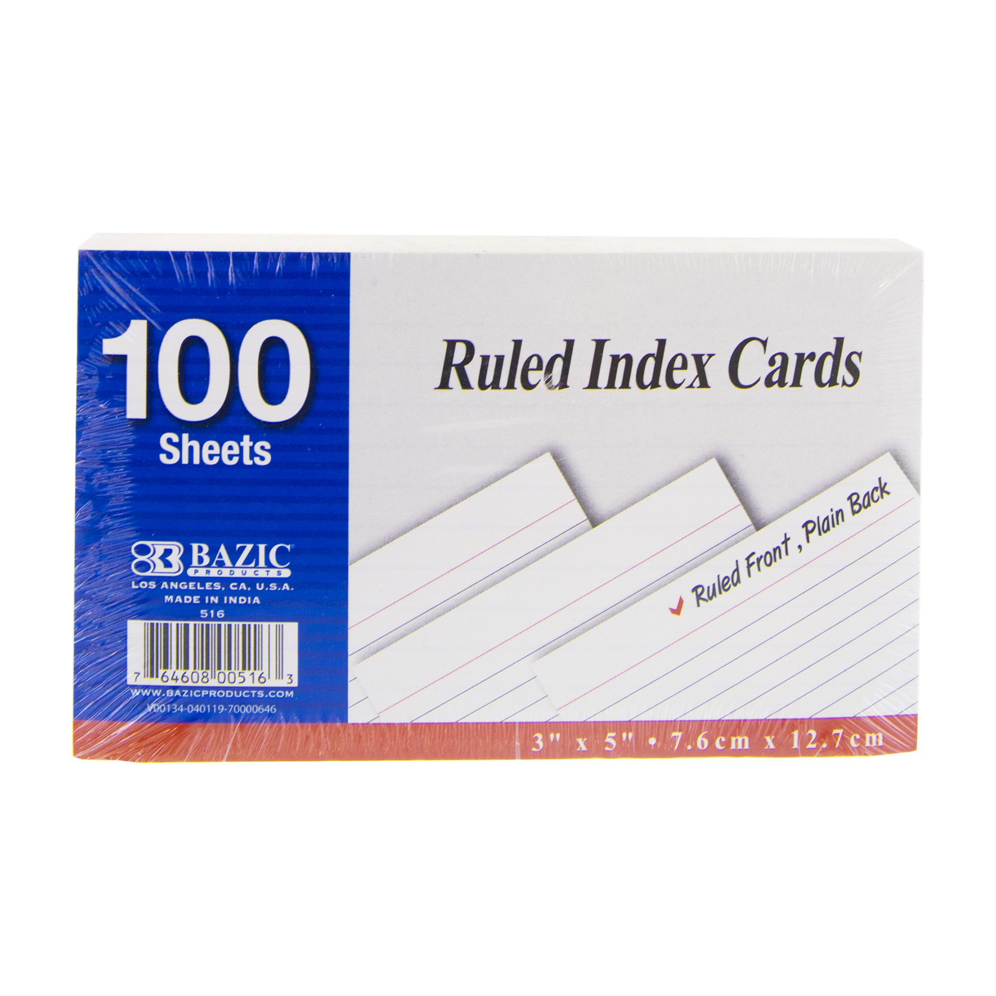 RULED WRITE INDEX CARD 3X5 100CT