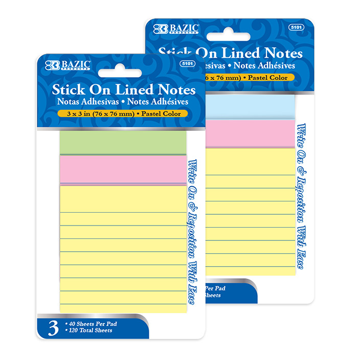 STICK ON LINED NOTES (3/Pack)