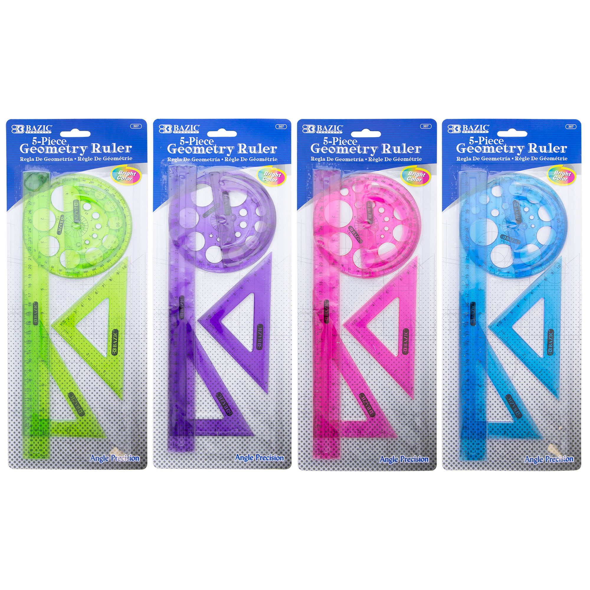 GEOMETRY RULER SET BRIGHT COLOR