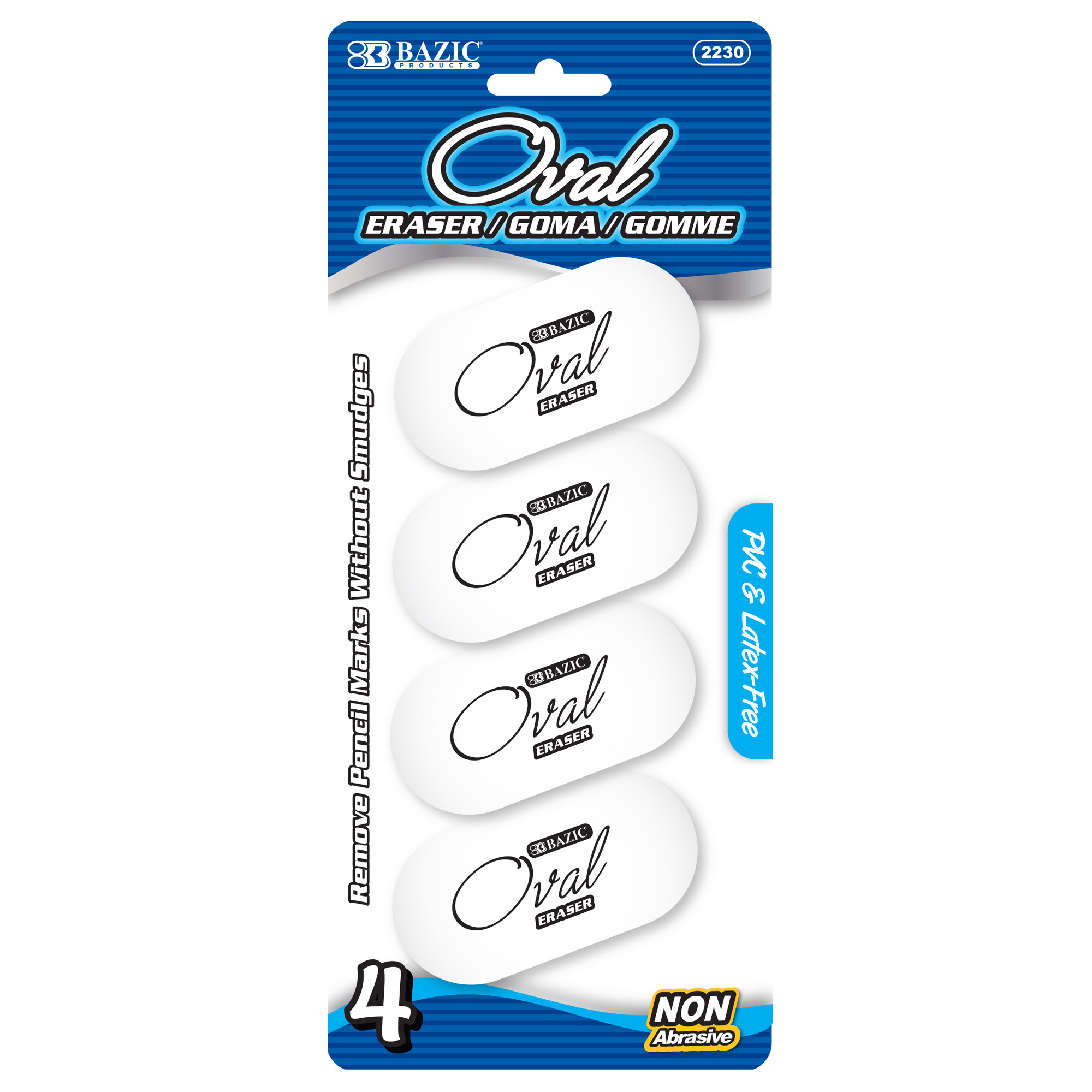 OVAL WHITE ERASER (4/Pack)