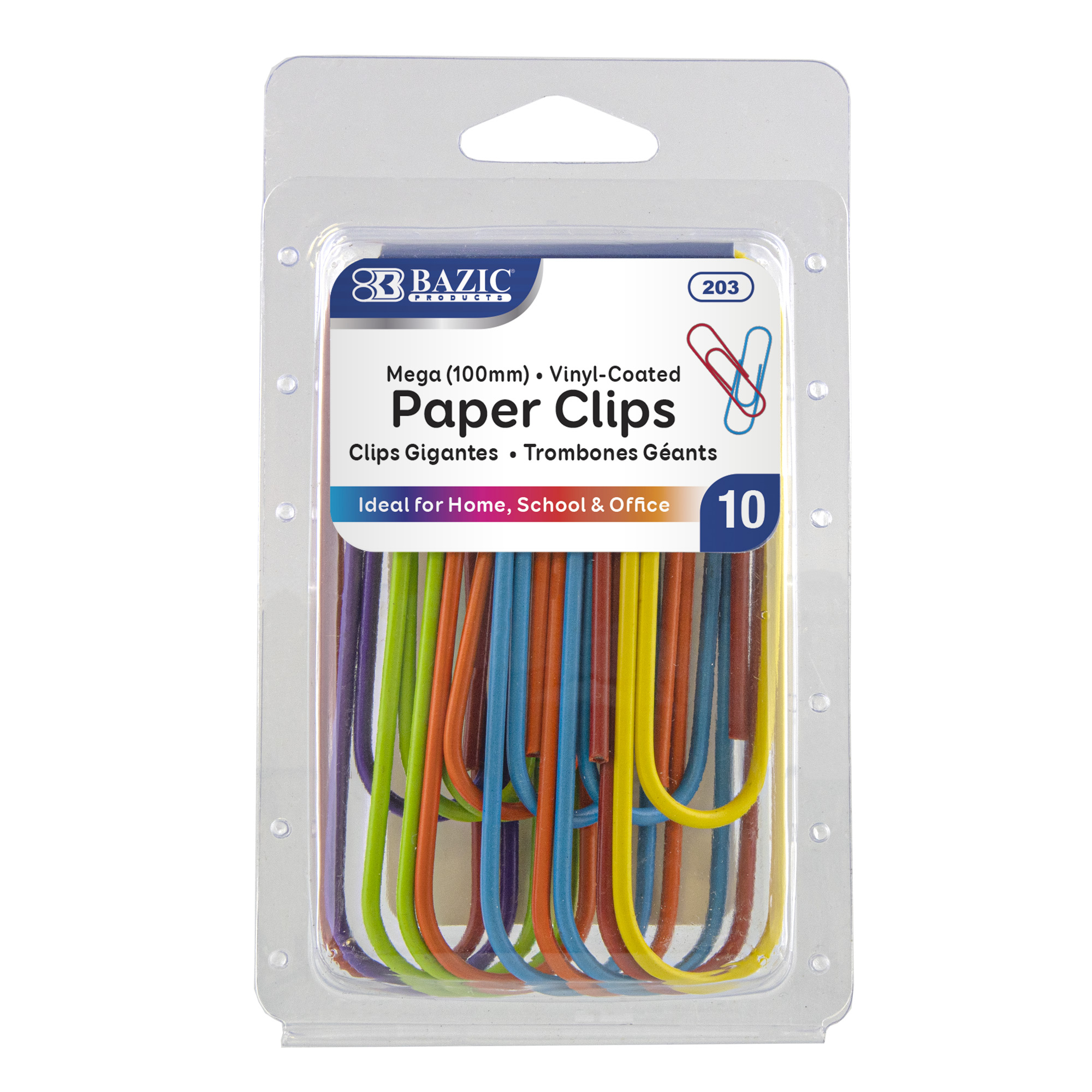 PAPER CLIPS (100MM)MEGA COLOR (10/PACK)