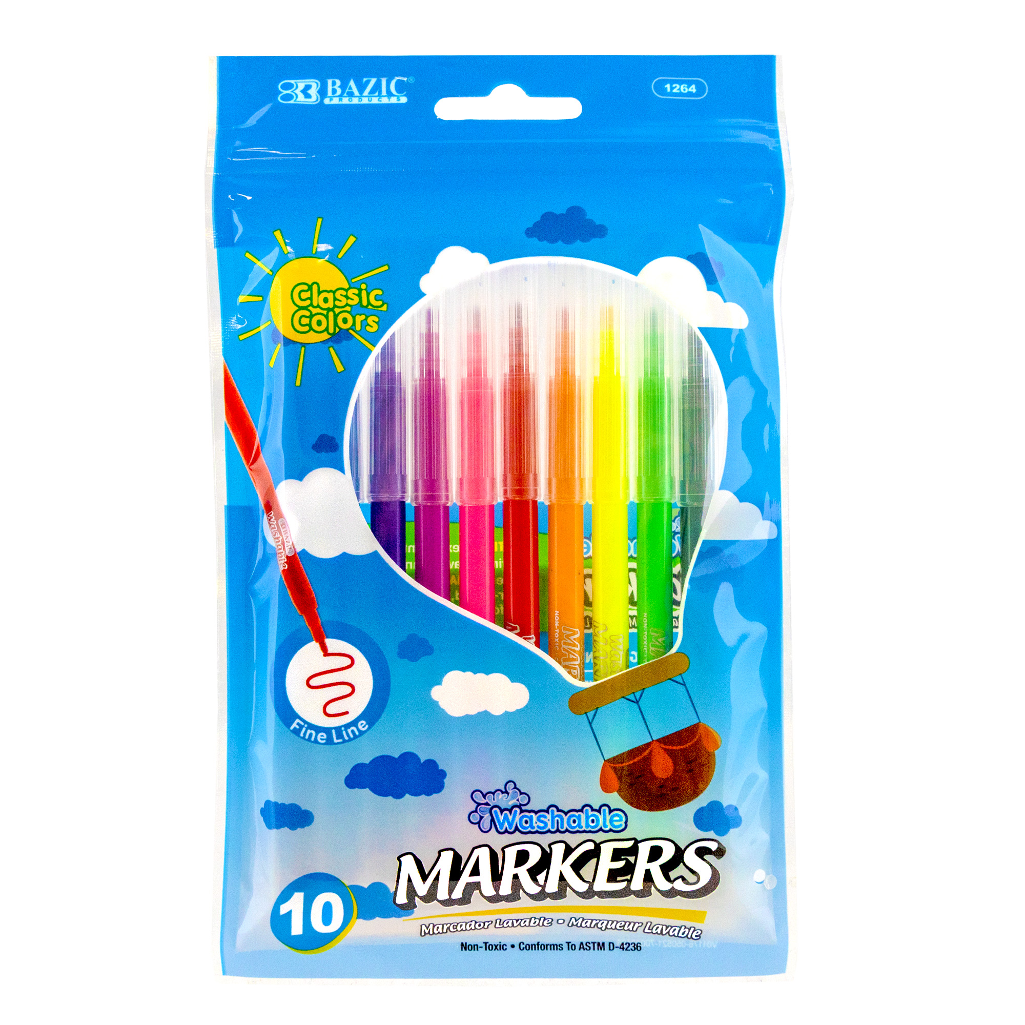 FINE LINE 10 COLORS WHASHABLE MARKERS