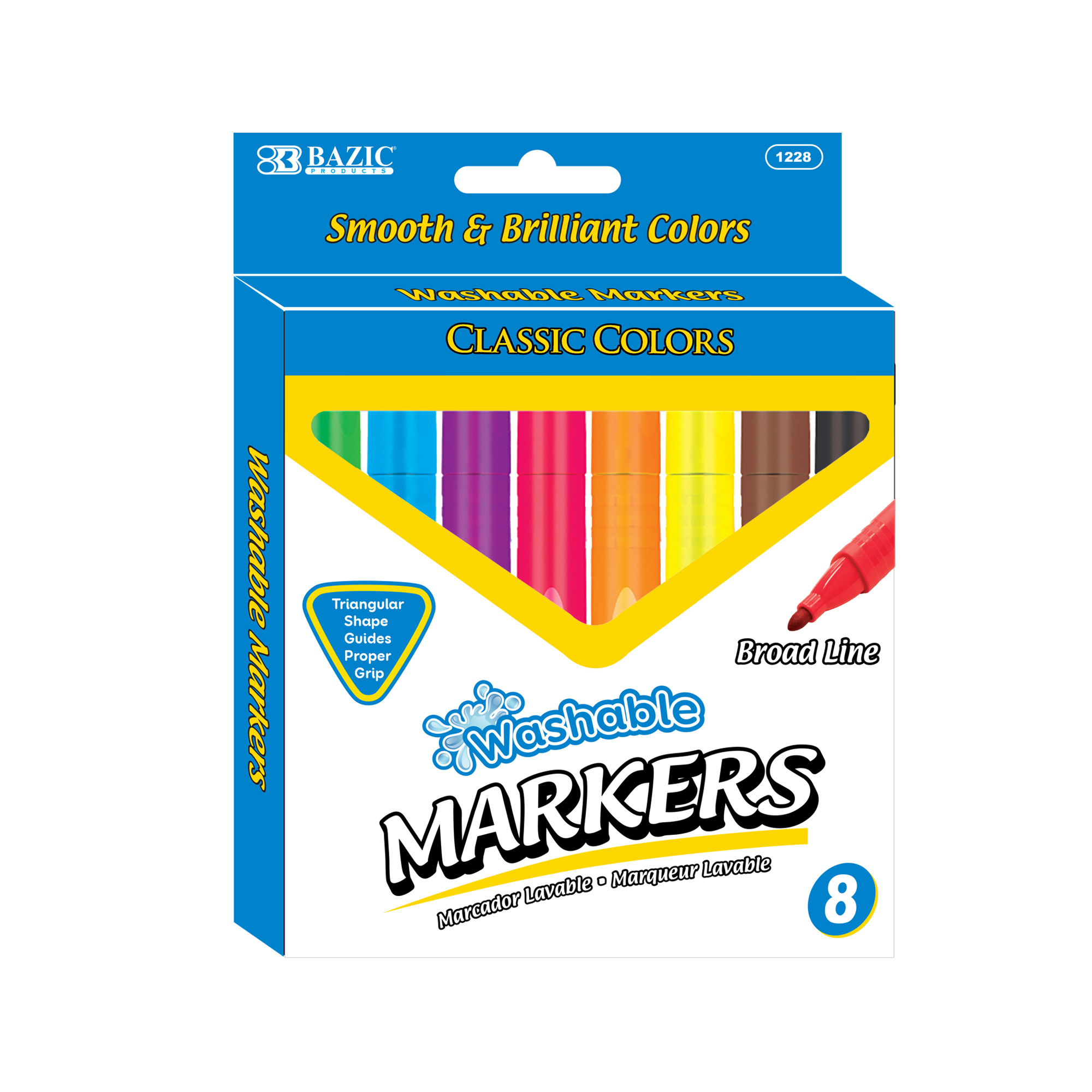 8 COLOR JUMBO TRIANGIE WASHABLE MARKERS