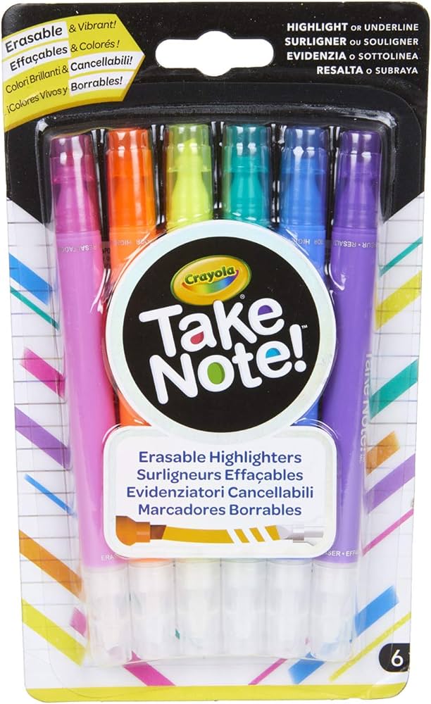TAKE NOTE ERASABLE HIGHLIGHTERS