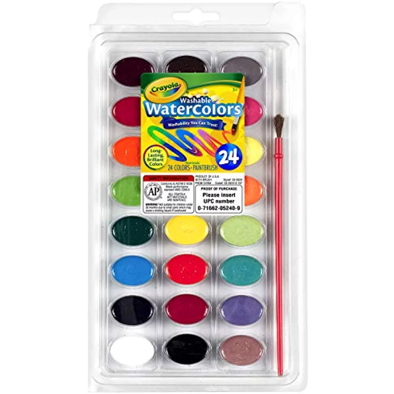 24CT WASHABLE WATERCOLOR PANS WITH