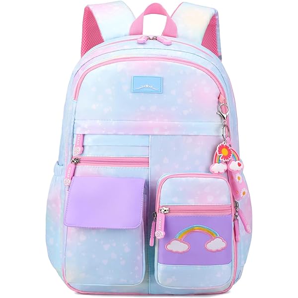 Wraifa Backpack For Girls with Lunch Box Rainbow