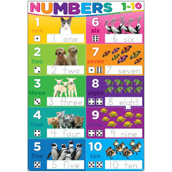 NUMBERS 1 10 13 X 19 CHART