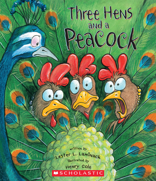 THREE HENS AND PEACOCK