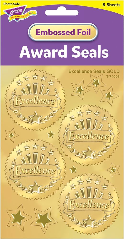 EXCELLENCE SEALS GOLD STICKERS