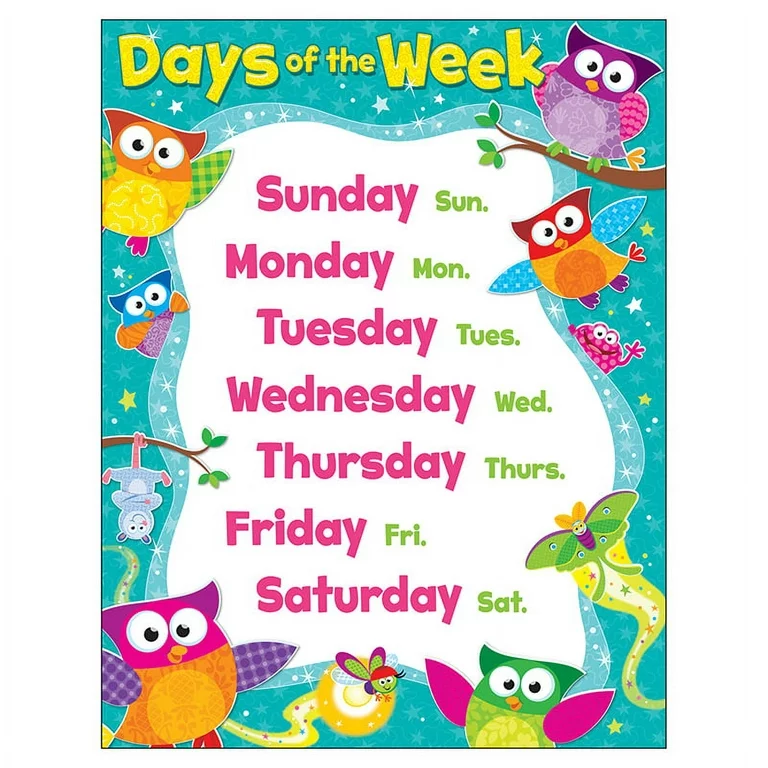 DAYS OF THE WEEK OWL STARS