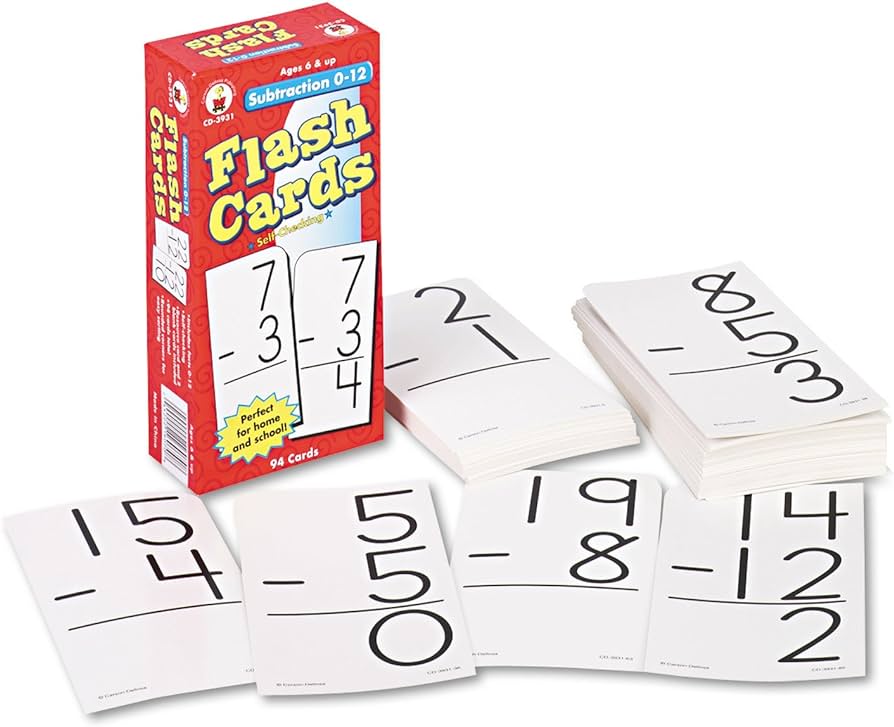 SUBSTRACTION 0-12 FLASH CARDS