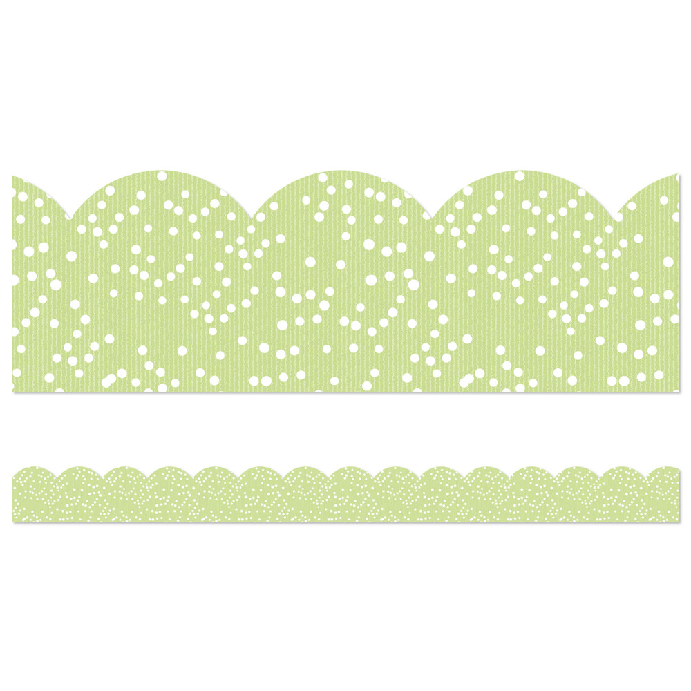 LIGHT GREEN WITH DOTS SCALLOPED BORDES
