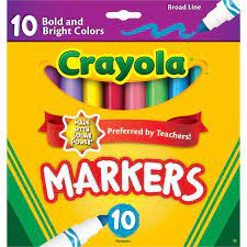 Crayola 10ct Kids Broadline Markers – Bold and Bright