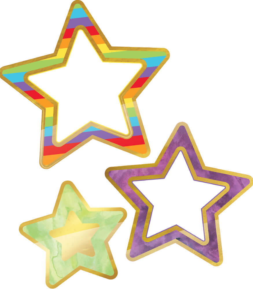 RAINBOW AND FOIL STARS CUT-OUTS
