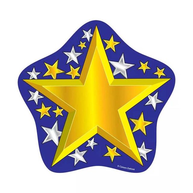 Colorful Cut-Outs Stars Single Design, Gold & Silver